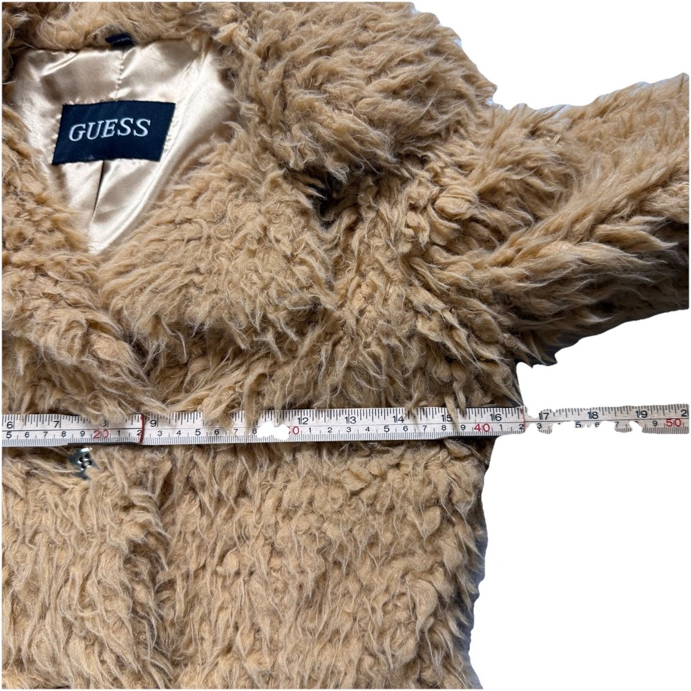 guess faux fur coat Women Winter Jacket Camel Small - Picture 9 of 10